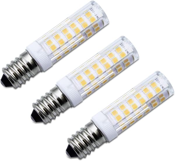 3-pakning E14 LED-pære Komfyrhette Lyspærer Varmhvit 7W Halogenpære 550 Lumen 3000K