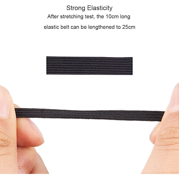 200 yards/rulle platt elastisk fibersnöre, stretchband snöre spole rulle, 6x1mm (svart)