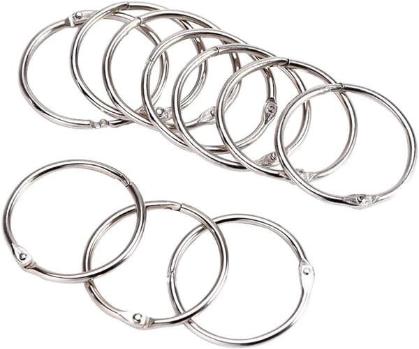 Metallbindering aktivitetsbokring løsblad åpen ring (sølv) 10 stk