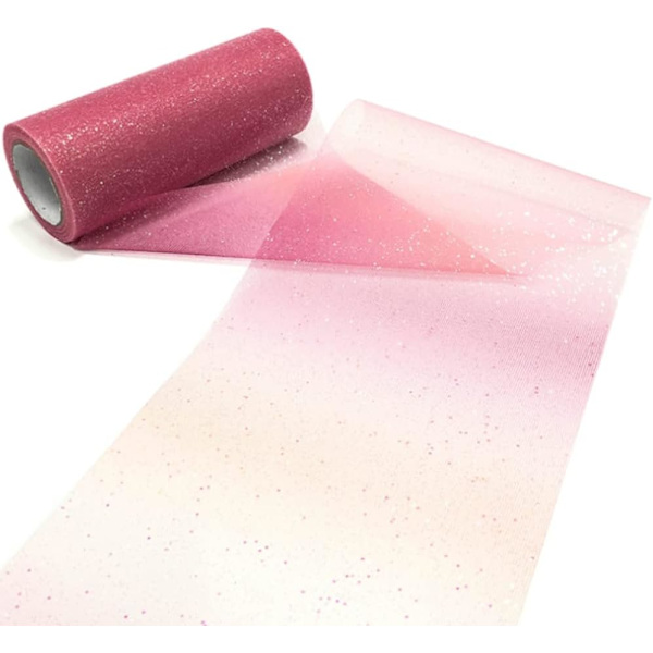 1 st Rainbow Gradient Glitter Tulle Rulle Tyg Band Tulle Band Rulle (6 I 10 Yards), Rosa color 5