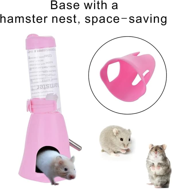 125 ml 3-i-1 Hamster Automatisk Roll-On Drikkedunk Kæledyrsfoderbeholder Base (Pink) pink 125ml