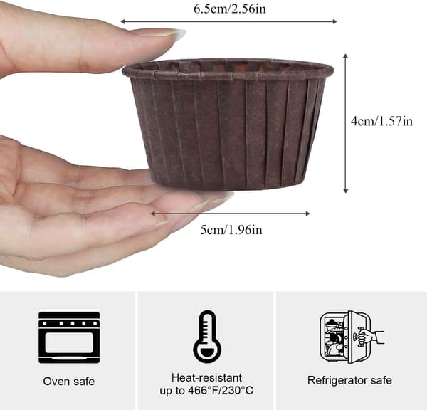 100 stk. standard oljetette bakepapirformer for muffins og cupcakes (brun)