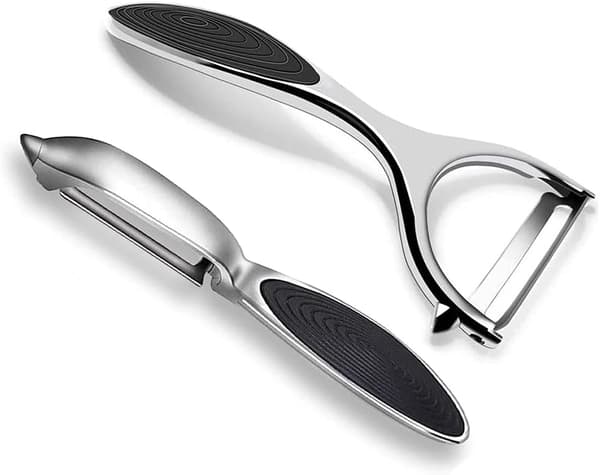 Frukt- och grönsaksskalare set med ergonomiskt halkfritt handtag och vasst blad,