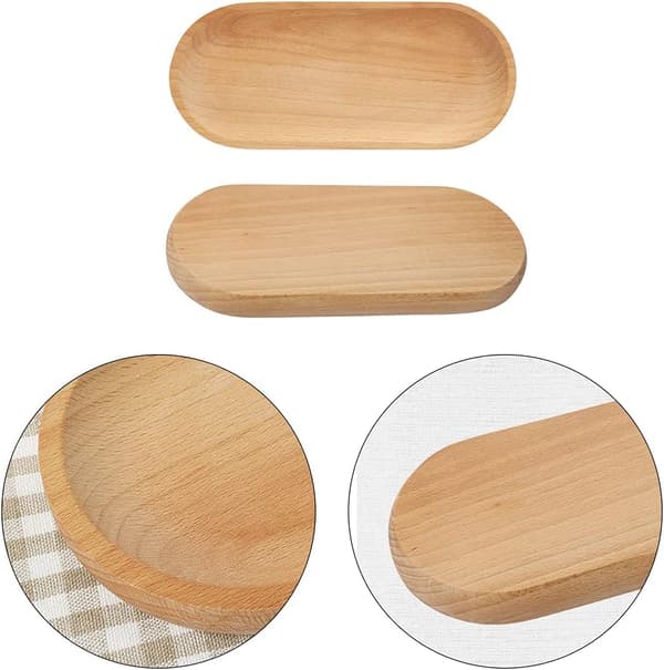 2 Stykker Træbakke, Oval Bakke, 2 Størrelser til Boligindretning, Dessert, Kiks, Brød