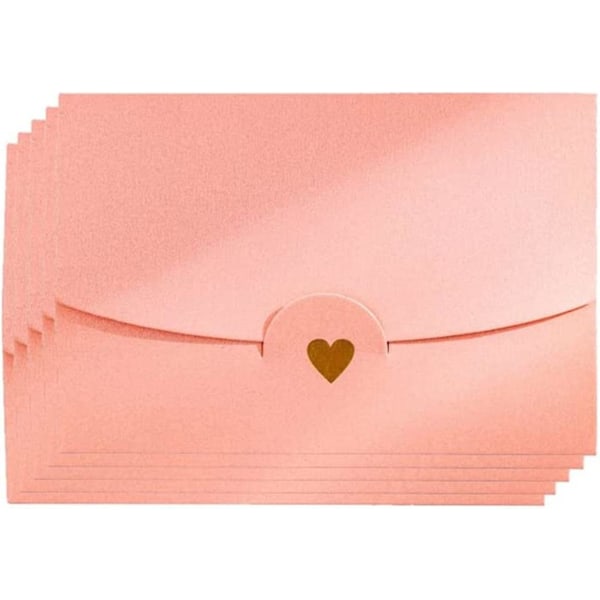 Färg Kraft Heart Paper Kuvert Inbjudan (Rosa) 50 stycken Pink
