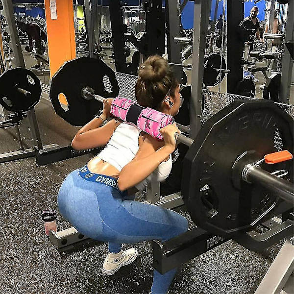 Skivstångsplatta stannar på plats Säker, tjock kudde för bekväma knäböj utfall Glute Bridges（rosa） Pink