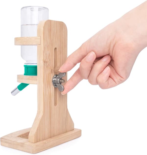 Hamster Drikkeflaskeholder i Træ, Justerbar Højde, Kæledyrsfoderautomat (Grøn) Green