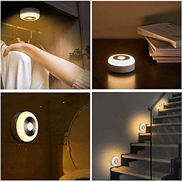 Bevegelsessensor nattlys, smart nattlys for barn, LED trapp nattlys skap varmt hvitt lys