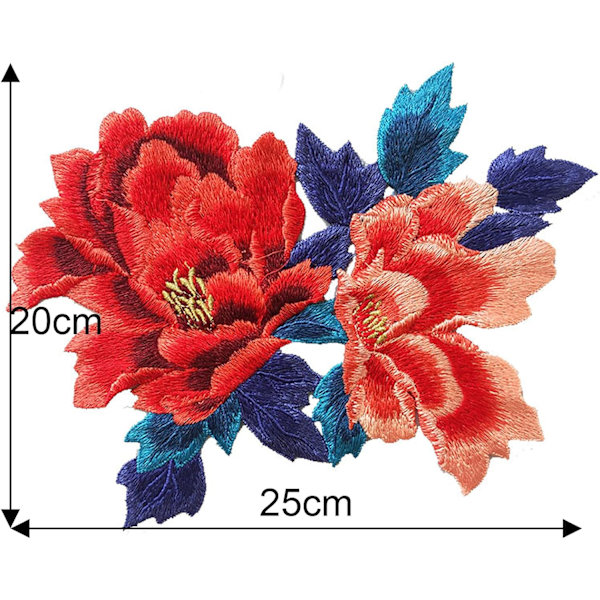 Sy på lappar med pionblomma, gör-det-själv-lapp, applikation, hantverk, kläder, broderi