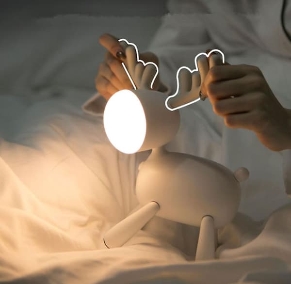 Jul älg led bordslampa silikon nattlampa, Vit