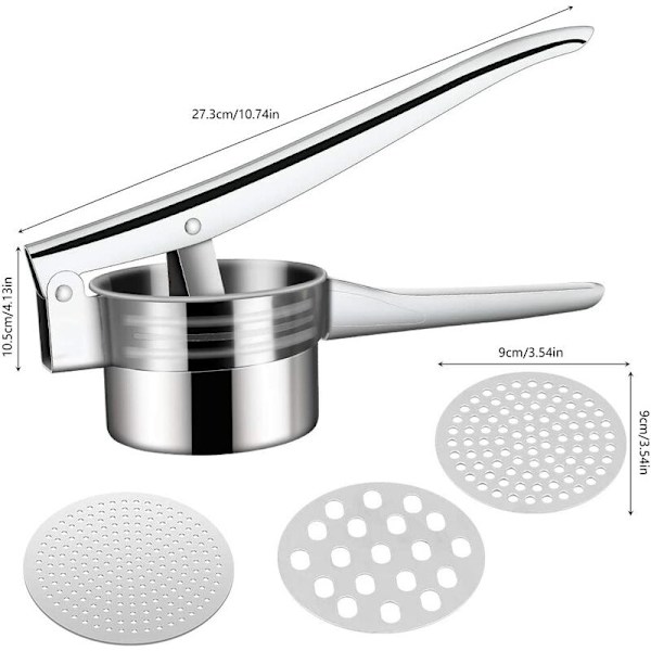 Potatisstöt, Multifunktionell Manuell Tablettpress, Rostfritt Stål Potatisstöt med 3 Utbytbara Skivor