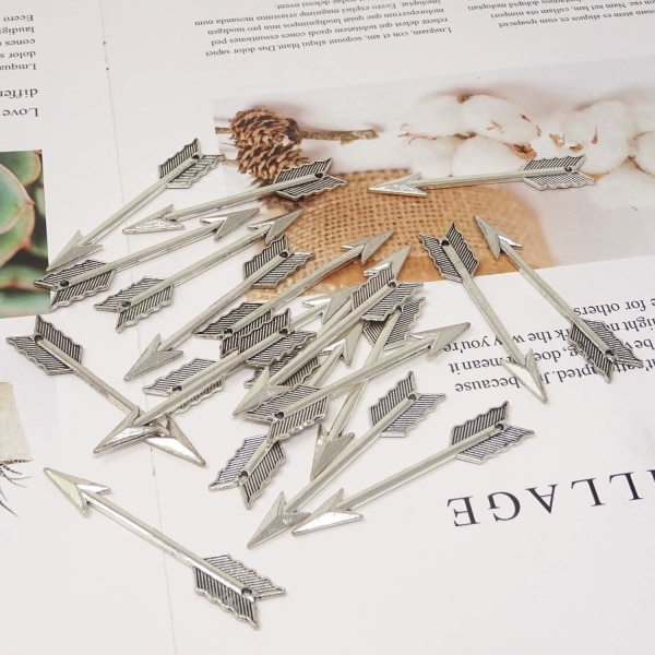 20 delar 2,4" antika silverlegering pilhängen för smycken eller gör-det-själv hantverk