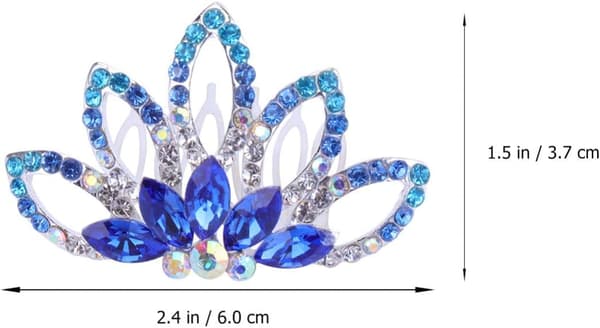 1 stk. Mini Kam Prinsesse Tiara Rhinestone Hårklemmer til Bryllupshår (blå) Blue