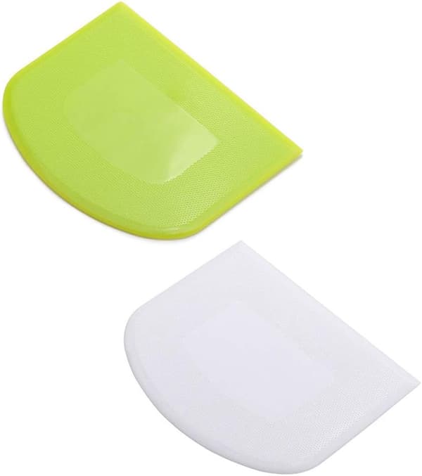 2 stk. deigskraper, matsikker plastdeigkutter, multifunksjonelle matspader, hvit, grønn
