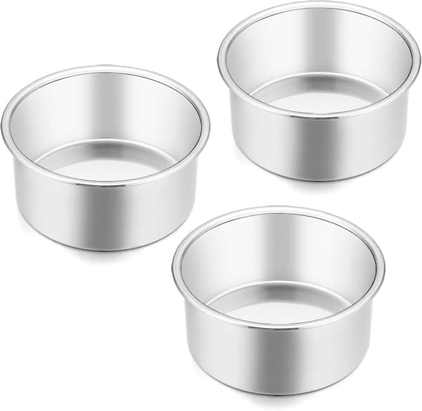 4 tommer lille kageform sæt med 3, mini runde bageforme i rustfrit stål til smashkager