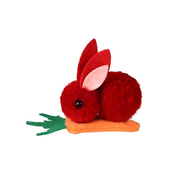 1 st Söt plysch kanin morötter hårklämma barn hårtillbehör (röd) red