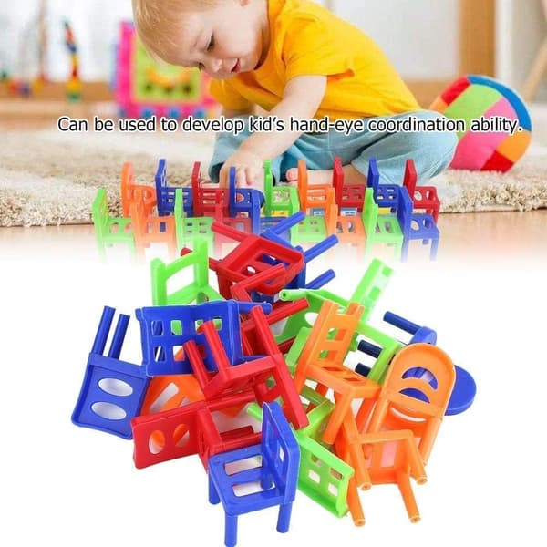 16-18PCS Balansleksaker Plaststolar Flerfärgade Mini Staplingsintelligens Multiplayer Balans Spel