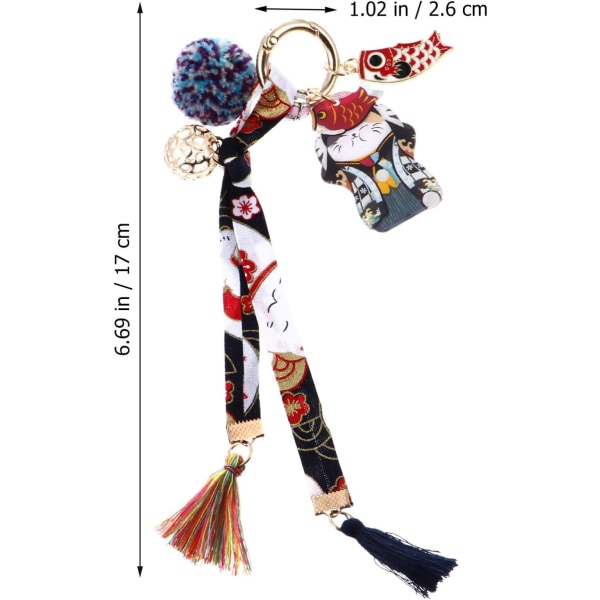 1 x japansk stil väska hänge personlig tecknad Lucky Cat nyckelring Fortune（mörkblå） blue
