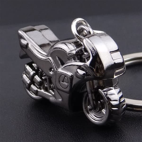 2 stk. mini motorcykel nøglering i krommetal