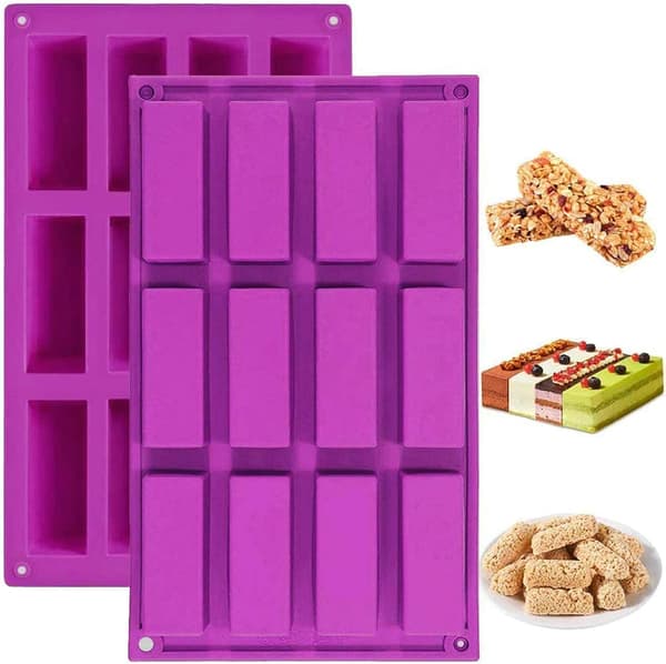 12-hulls smal silikonform/proteinbarform/energibarbrød muffins ostekake pudding såpe smørform - 2-pakning