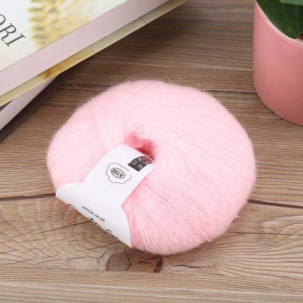 Mjuk Angola plysch mohair kashmir stickning ullgarn rosa lång ull stickning garn color 1