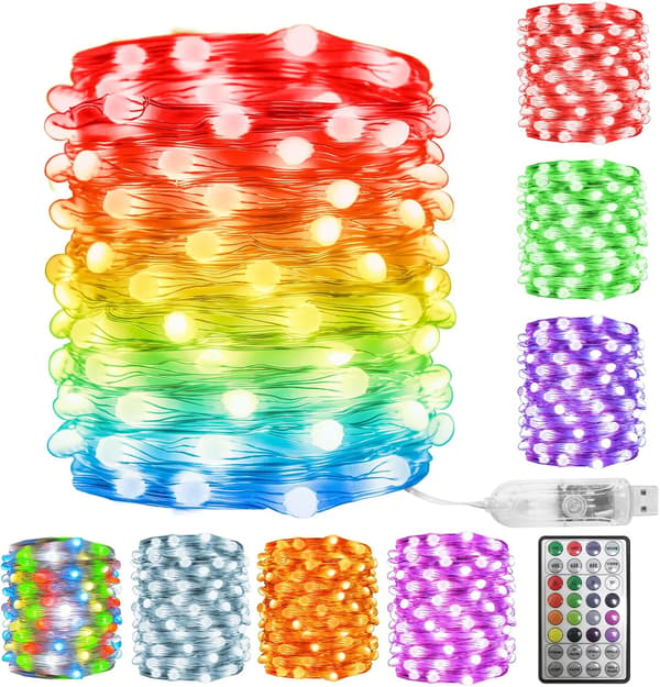 USB farveskiftende fe-lys LED RGB indendørs blinkende lys med timer
