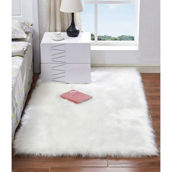 Inredning Vit Ultra Mjuk Matta Barnrum Matta Vardagsrumsmatta Sovrumsmatta (Vit, 90x60 cm)
