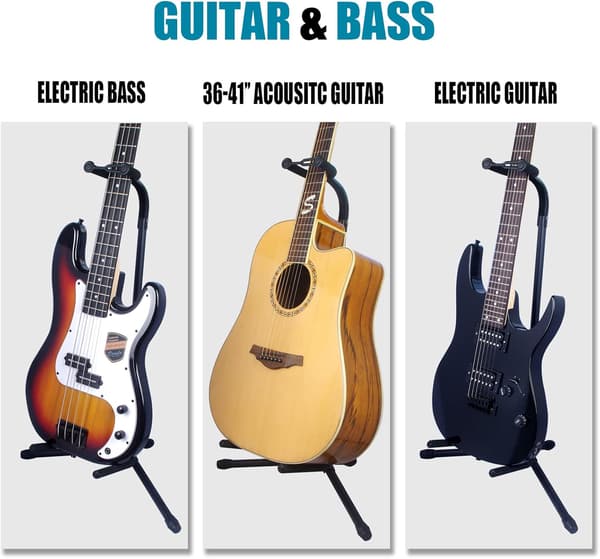 Gitarstativ - Justerbar passform for elektriske, klassiske gitarer og bass, tilbehør, sammenleggbart stativ (CG-4)