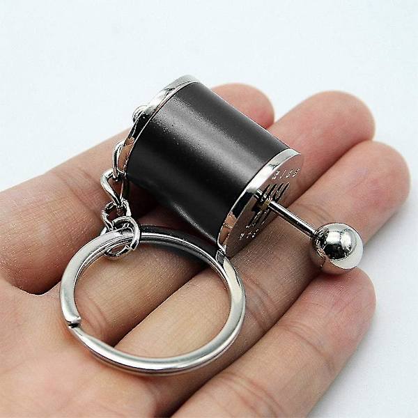 Växelspaksnyckelring, automatisk växelspaksmodell nyckelring växlad formad metall (4,05 x 1,61 x 0,8 tum) (svart) black