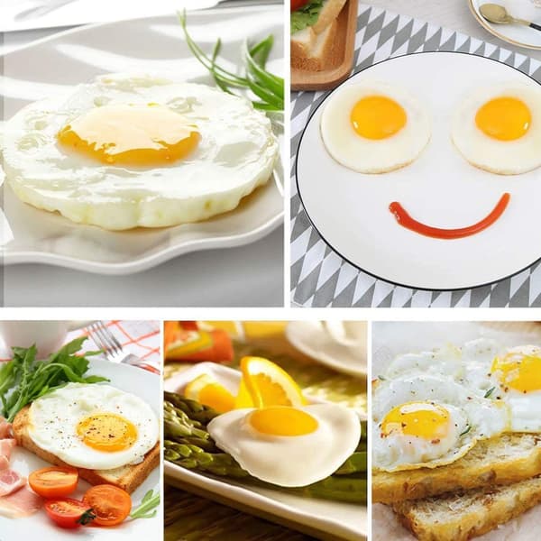 4 stk silikon eggering/pannekakeform. Runde silikonringer med håndtak (rød) red
