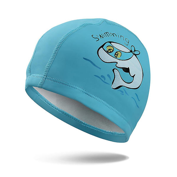 Badmössa stryper inte huvudet på pojkar och flickor, tecknad mönster solskydd（ljusblå） Light blue