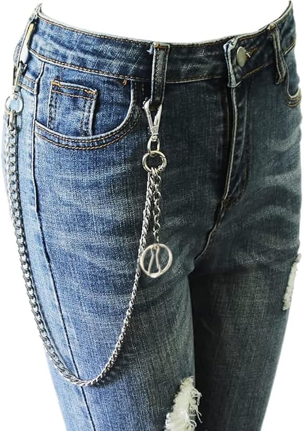 Nøglering Bukser Rustfrit Stål Tegnebog Kæde Punk Nøglering Rem Kæde (Sølv)