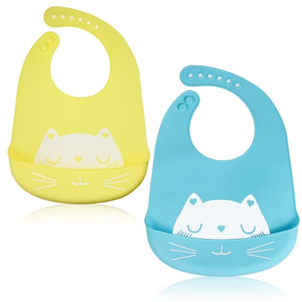2-pack silikonmatningsfickor för spädbarn, vattentäta, breda matfickor för barn (stil 1) color 3