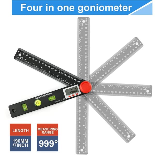 Vinkelmåler, digital goniometer, 230 mm inklinometer med vertikal sirkulær horisontal boble