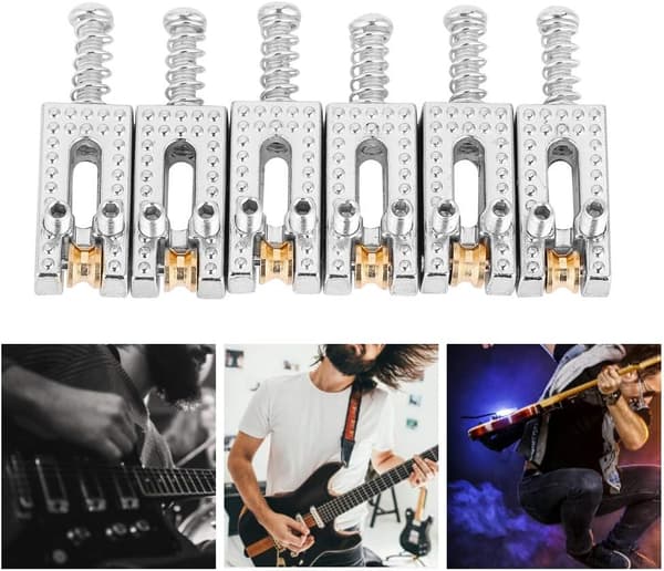 6 st gitarrstallar elektrisk gitarr rullbro stall tremolo stallar för 6 strängar Tele elektrisk gitarr（silver） silver
