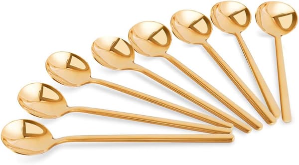 Espressoskedar Set om 8, Guld Kaffe Skedar 5.1 i Rostfritt Stål