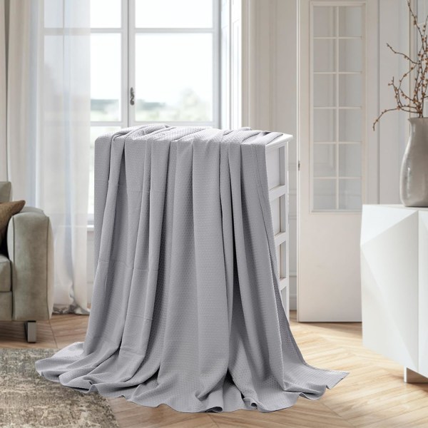Fiber Sommarfiltar Dubbelsidig Kylande Fiber Sömnsoft Filt för Sovrum, 100x150cm, grå grey