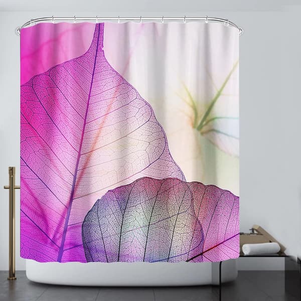 Botanisk tryckt fläckbeständig bladtexturerad tyg duschdraperi (180 x 180 cm)