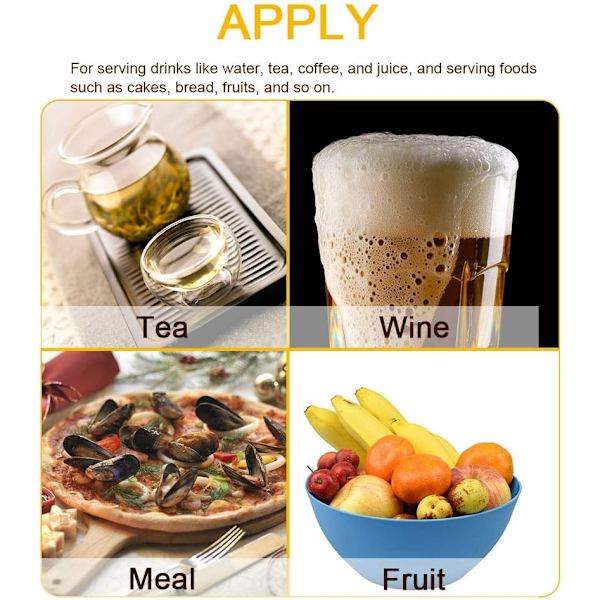 Rektangulär tebricka i trä, serveringsbrickor för restaurang, te, kaffe, snacks, mat (22 * 12 * 2 cm)