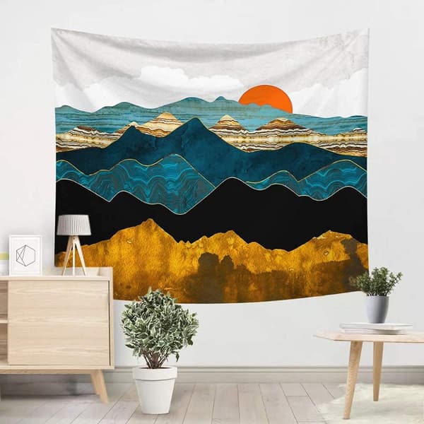 Nature Sunset Landscape Tapestry,Väggbonader Dekor Sovrum Tapestry Decor,78.7x59in