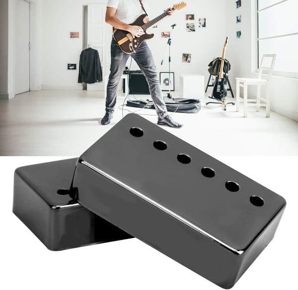 2 st elgitarr pickup-skal, nickel pickup-skal gitarr pickup-skydd 50 mm och 52 mm (svart) black