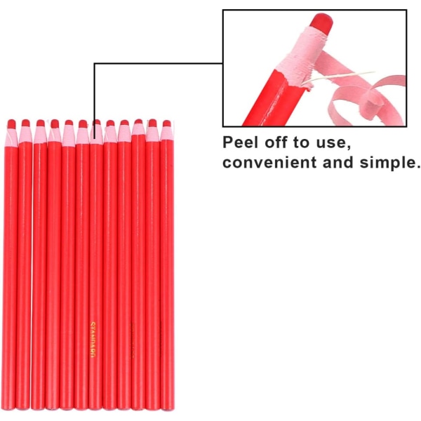 12 st Peel-Off Grease Wax Blyertsteckning Markeringskrita (röd) Red