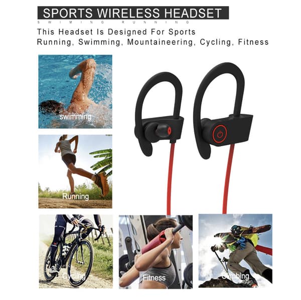 Headset stereo Bluetooth headset, løbende støjreduktion 5.0 trådløst headset