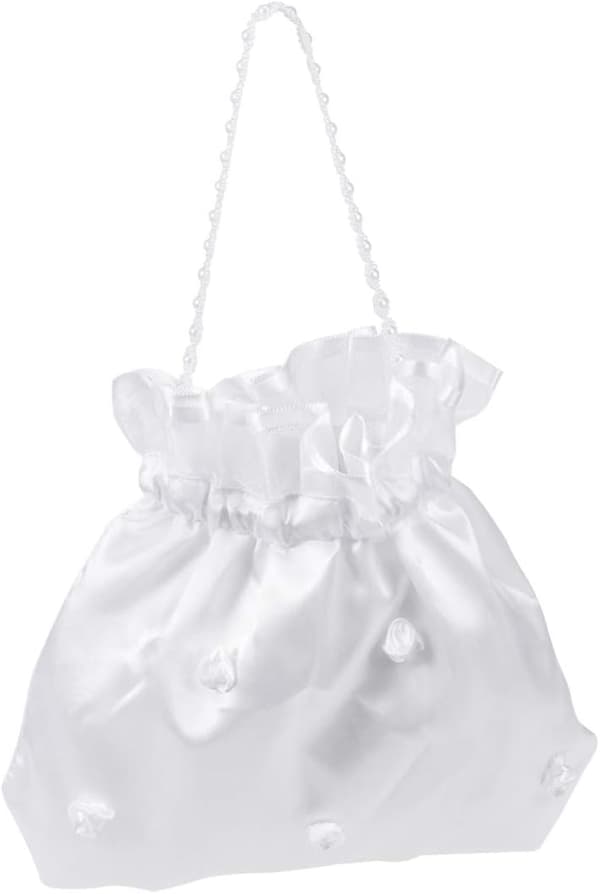 Brudbrudgum Vit Satäng Blomster Dolly Väska Handväska