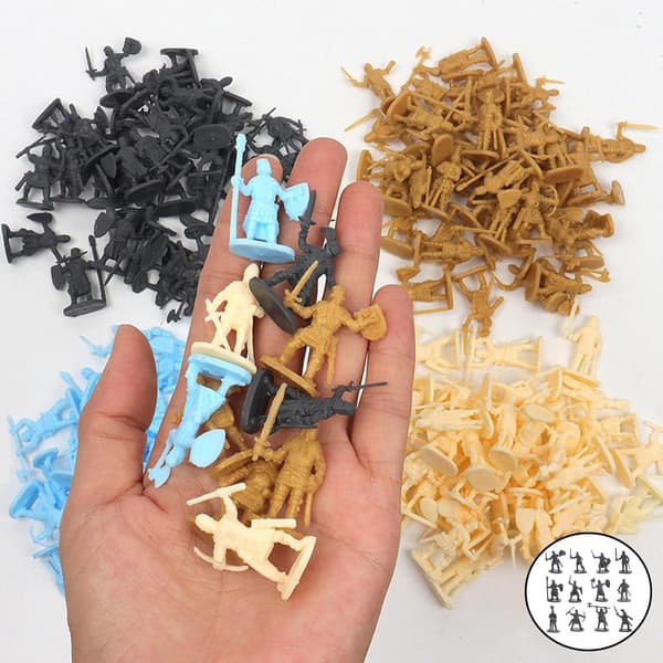 200 stk. plastik middelalderlige riddersoldatlegetøj actionfigur sværdmand dioramaer - grå grey