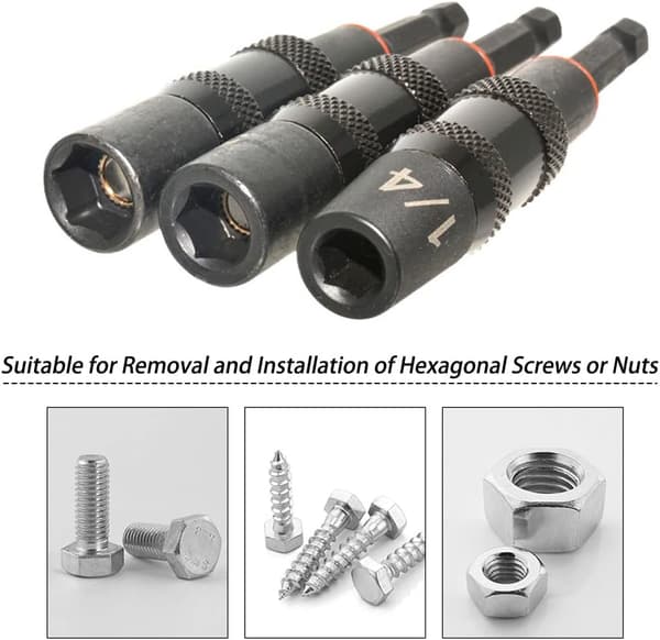 3 stk magnetisk svingbar muttertrekker sett sekskantet skaft skifte muttertrekker borbitsdriver pipe sett muttertrekker
