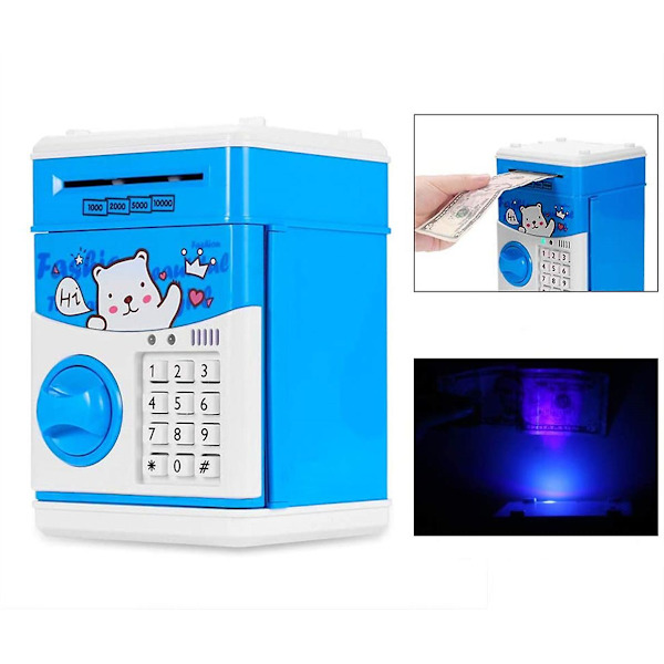 Elektronisk spargris Mini ATM Lösenord Mynt Sparbössa Barnleksaker Gåvor blue