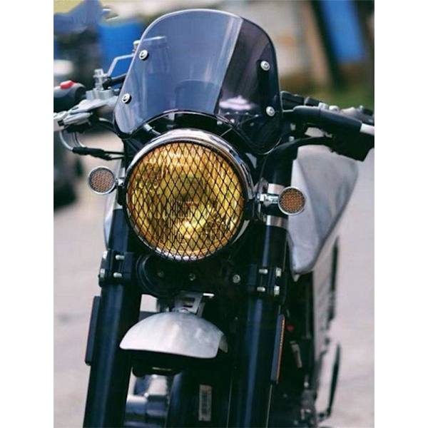 Motorcykel Vindruta Skydd Strålkastarskyddsskydd för 5-7 Tums Rund (svart) Black