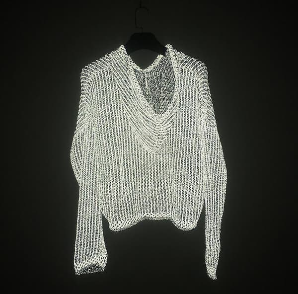 Reflekterande huvtröja casual stickad pullover V-ringad tröja dam