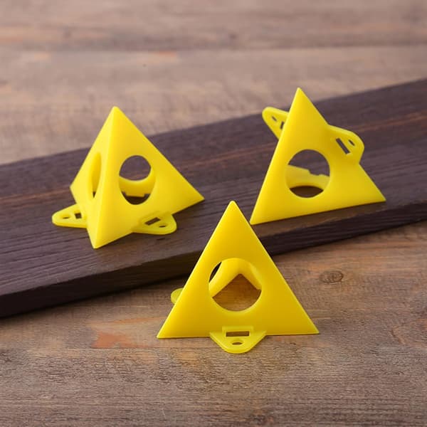10-pack perforerade träbearbetningsfärgstativ, pyramidstativ, triangulär plastfotstativ (gul) Yellow